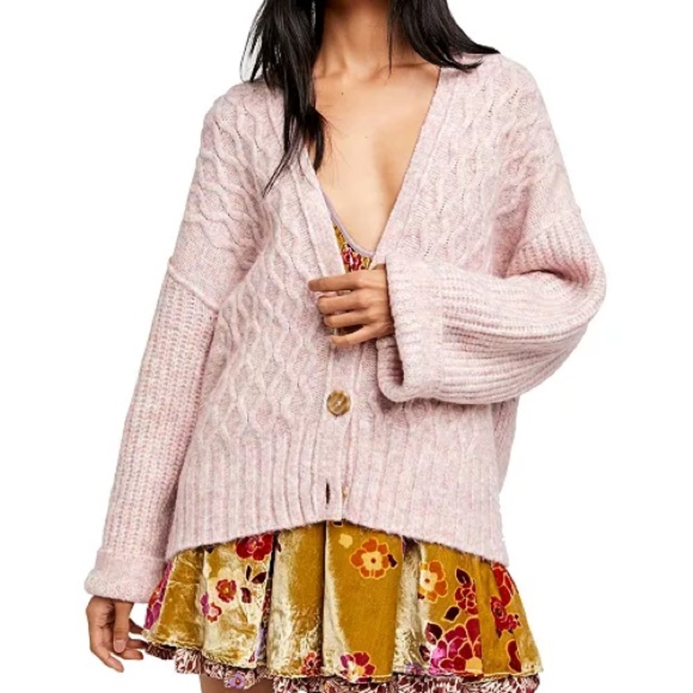 Free People Molly Cable Knit Cardigan